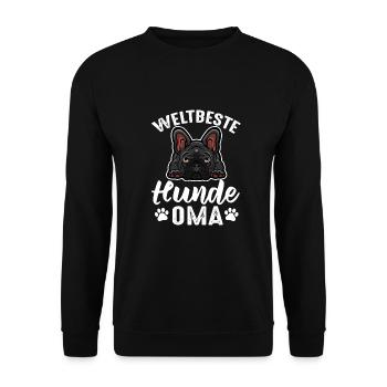 Weltbeste Hunde Oma Frauchen Hunde Spruch Geschenk - Unisex Pullover - Schwarz - Vorne - Alina (178cm) & Michal (187cm)