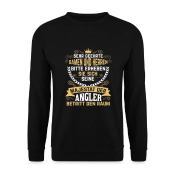 Angler Angeln lustiger Spruch Fischer Fischen - Unisex Pullover - Schwarz - Vorne - Alina (178cm) & Michal (187cm)