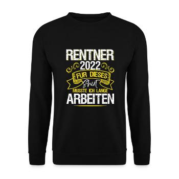 Rentner 2022 für dieses Shirt musste ich lange - Unisex Pullover - Schwarz - Vorne - Alina (178cm) & Michal (187cm)