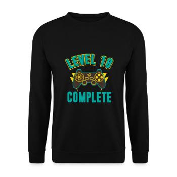 Birthday Level 18 complete gaming - Unisex Sweatshirt - black - Front - Alina (178cm) & Michal (187cm)