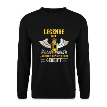 Legende seit 18 Jahren 18. Geburtstag - Unisex Pullover - Schwarz - Vorne - Alina (178cm) & Michal (187cm)