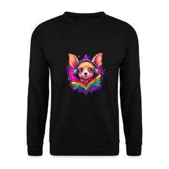Regenbogenfahne Chihuahua Pride Hund bunte Liebe - Unisex Pullover - Schwarz - Vorne - Alina (178cm) & Michal (187cm)