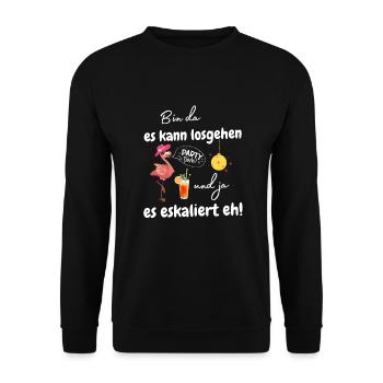 Mädels Party Flamingo Cocktail Junggesellinnen - Unisex Pullover - Schwarz - Vorne - Alina (178cm) & Michal (187cm)