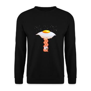 Lustiges Design Spiegelei Ufo beamt Salz Pfeffer - Unisex Pullover - Schwarz - Vorne - Alina (178cm) & Michal (187cm)