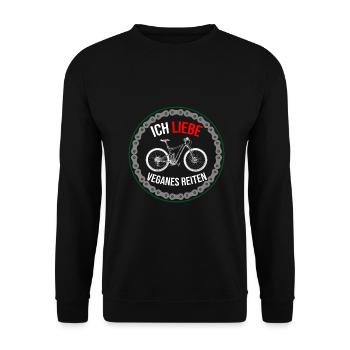 MTB ICH LIEBE VEGANES REITEN - Unisex Pullover - Schwarz - Vorne - Alina (178cm) & Michal (187cm)
