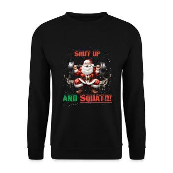 Squat-Santa SHUT UP AND SQUAT - Unisex Pullover - Schwarz - Vorne - Alina (178cm) & Michal (187cm)