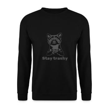 Stay Trashy Funny Raccoon Racoon Fun - Unisex Sweatshirt - black - Front - Alina (178cm) & Michal (187cm)