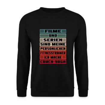 Ich mache Couch-Yoga - Unisex Pullover - Schwarz - Vorne - Alina (178cm) & Michal (187cm)