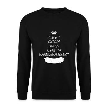 Keep Calm and eat a Weißwurst - Unisex Pullover - Schwarz - Vorne - Alina (178cm) & Michal (187cm)