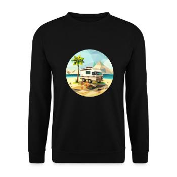 Camping à l’ancienne – Moderne dans un look low poly - Sweat-shirt Unisexe - noir - Devant - Alina (178cm) & Michal (187cm)