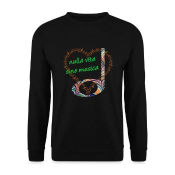 half note e 7 no life without music latin - Unisex Sweatshirt - black - Front - Alina (178cm) & Michal (187cm)
