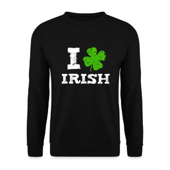 I love Irish St. Patrick's Day shamrock gift - Unisex Sweatshirt - black - Front - Alina (178cm) & Michal (187cm)