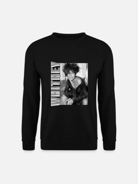Whitney Houston Foto Schwarz Weiß Und Namenszug - Unisex Pullover - Schwarz