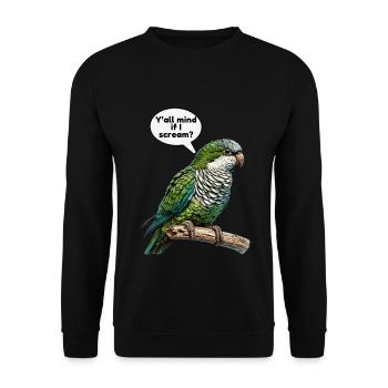 Quäker Papagei Mönch Sittich - Unisex Pullover - Schwarz - Vorne - Alina (178cm) & Michal (187cm)