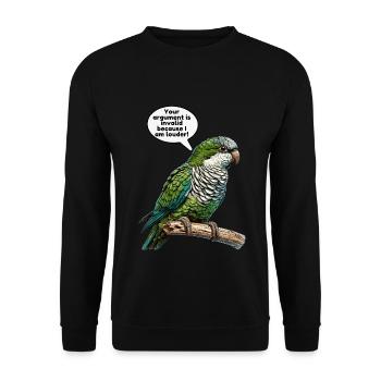 Quäker Papagei Mönch Sittich - Unisex Pullover - Schwarz - Vorne - Alina (178cm) & Michal (187cm)