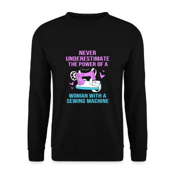 Couturière à la machine à coudre - Sweat-shirt Unisexe - noir - Devant - Alina (178cm) & Michal (187cm)
