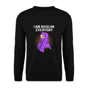 Muslim Islam Moslem Muslima Eid Mubarak - Unisex Sweatshirt - black - Front - Alina (178cm) & Michal (187cm)