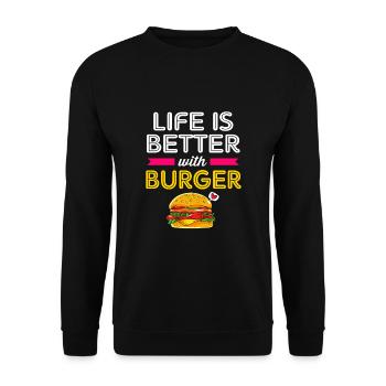 Cheeseburger - Unisex Pullover - Schwarz - Vorne - Alina (178cm) & Michal (187cm)