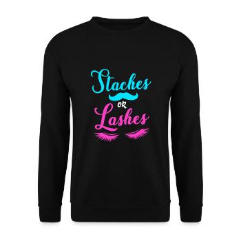 Gender Reveal - Unisex Pullover - Schwarz - Vorne - Alina (178cm) & Michal (187cm)