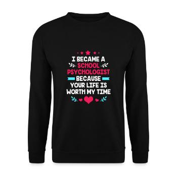Schulpsychologe Psychologe Psychotherapeut - Unisex Pullover - Schwarz - Vorne - Alina (178cm) & Michal (187cm)