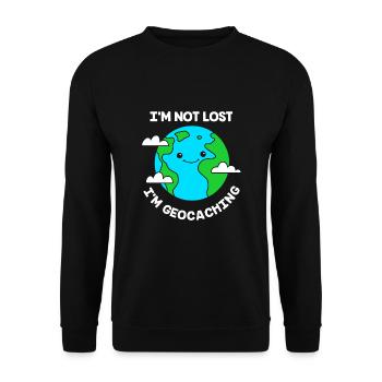 Geocaching Geocache Geocacher - Unisex Pullover - Schwarz - Vorne - Alina (178cm) & Michal (187cm)