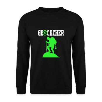 Geocaching Geocache Geocacher - Unisex Pullover - Schwarz - Vorne - Alina (178cm) & Michal (187cm)