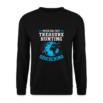 Geocaching Geocache Geocacher - Unisex Pullover - Schwarz - Vorne - Alina (178cm) & Michal (187cm)