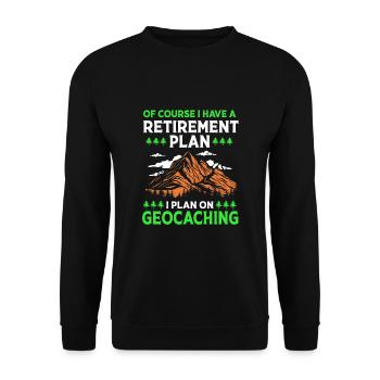 Geocaching Geocache Geocacher Pension - Unisex Sweatshirt - black - Front - Alina (178cm) & Michal (187cm)