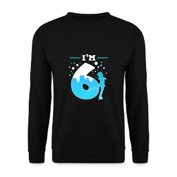 Schlittschuh Eislauf 6. Kindergeburtstag - Unisex Pullover - Schwarz - Vorne - Alina (178cm) & Michal (187cm)
