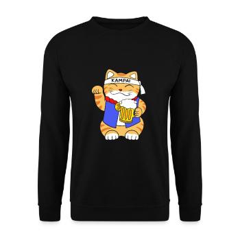 Porte-bonheur Maneki Neko Japon - Sweat-shirt Unisexe - noir - Devant - Alina (178cm) & Michal (187cm)