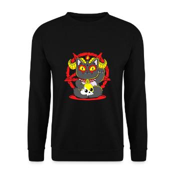 Maneki Neko Japan Glücksbringer - Unisex Pullover - Schwarz - Vorne - Alina (178cm) & Michal (187cm)