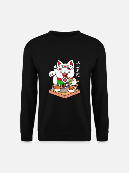 Maneki Neko Japan Lucky Charm Sushi - Unisex Sweatshirt - black
