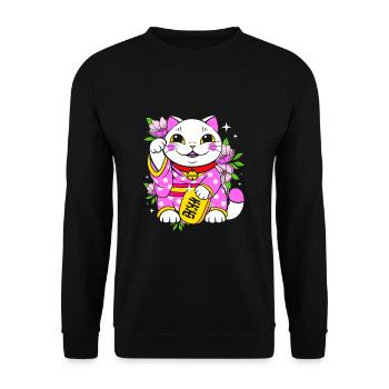 Porte-bonheur Maneki Neko Japon - Sweat-shirt Unisexe - noir - Devant - Alina (178cm) & Michal (187cm)