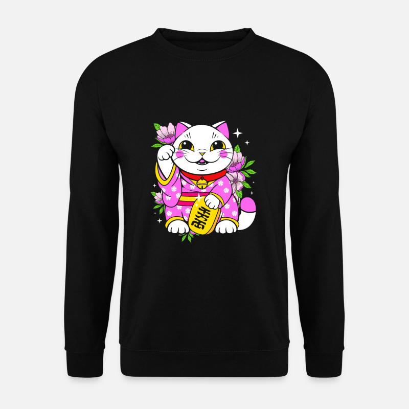 Maneki Neko Japan Lucky Charm - Unisex Sweatshirt - black