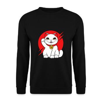 Porte-bonheur Maneki Neko Japon - Sweat-shirt Unisexe - noir - Devant - Alina (178cm) & Michal (187cm)