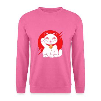 Maneki Neko Japan Glücksbringer - Unisex Pullover - Pink - Vorne