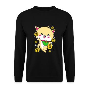 Porte-bonheur Maneki Neko Japon - Sweat-shirt Unisexe - noir - Devant - Alina (178cm) & Michal (187cm)
