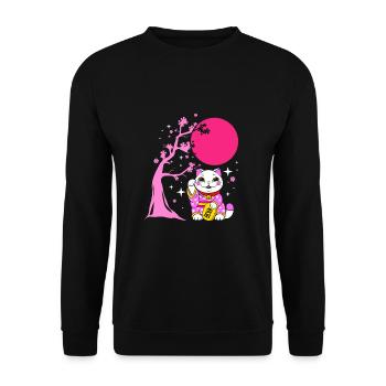Porte-bonheur Maneki Neko Japon - Sweat-shirt Unisexe - noir - Devant - Alina (178cm) & Michal (187cm)