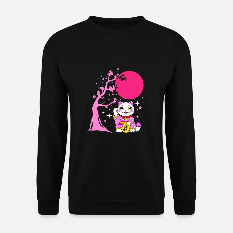 Maneki Neko Japan Glücksbringer - Unisex Pullover - Schwarz