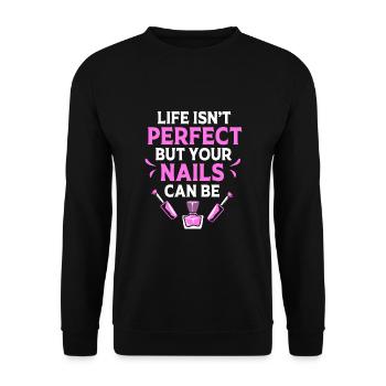 Nageldesignerin Nagel Kosmetik Kosmetikerin - Unisex Pullover - Schwarz - Vorne - Alina (178cm) & Michal (187cm)