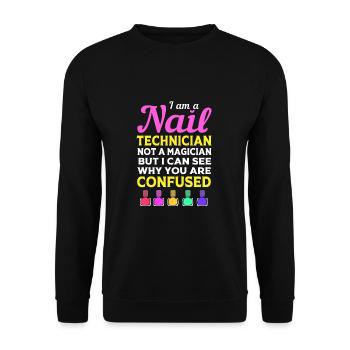 Créatrice d'ongles, esthéticienne, cosmétique pour les ongles - Sweat-shirt Unisexe - noir - Devant - Alina (178cm) & Michal (187cm)