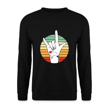 Langue des signes ASL sourd - Sweat-shirt Unisexe - noir - Devant - Alina (178cm) & Michal (187cm)