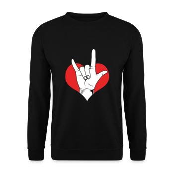 Sign language sign ASL deaf - Unisex Sweatshirt - black - Front - Alina (178cm) & Michal (187cm)