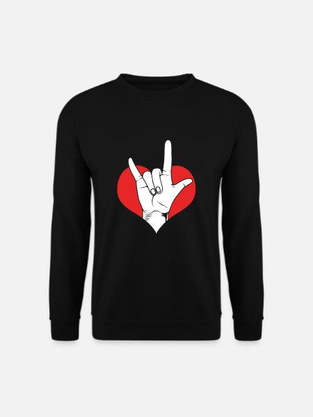 Gebärdensprache Gebärde ASL gehörlos - Unisex Pullover - Schwarz
