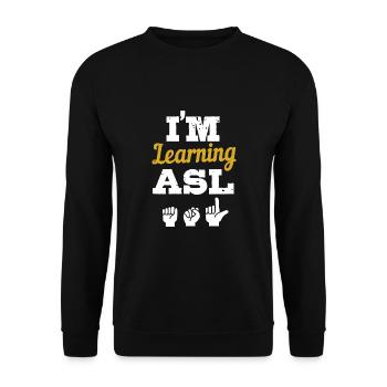 Langue des signes ASL sourd - Sweat-shirt Unisexe - noir - Devant - Alina (178cm) & Michal (187cm)