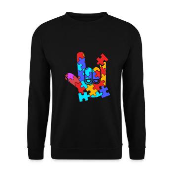 Sign language sign ASL deaf - Unisex Sweatshirt - black - Front - Alina (178cm) & Michal (187cm)