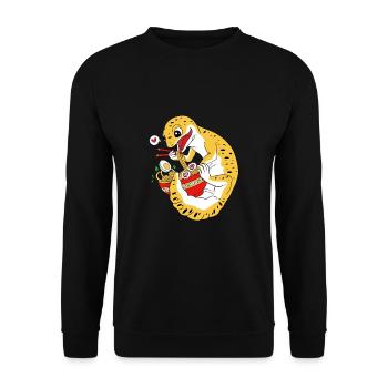 Leopard Gecko - Unisex Pullover - Schwarz - Vorne - Alina (178cm) & Michal (187cm)