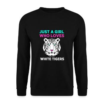 Weißer Tiger - Unisex Pullover - Schwarz - Vorne - Alina (178cm) & Michal (187cm)