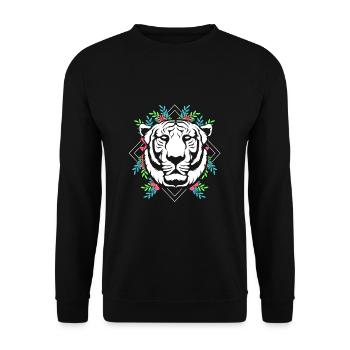 Weißer Tiger - Unisex Pullover - Schwarz - Vorne - Alina (178cm) & Michal (187cm)