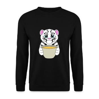 Weißer Tiger - Unisex Pullover - Schwarz - Vorne - Alina (178cm) & Michal (187cm)